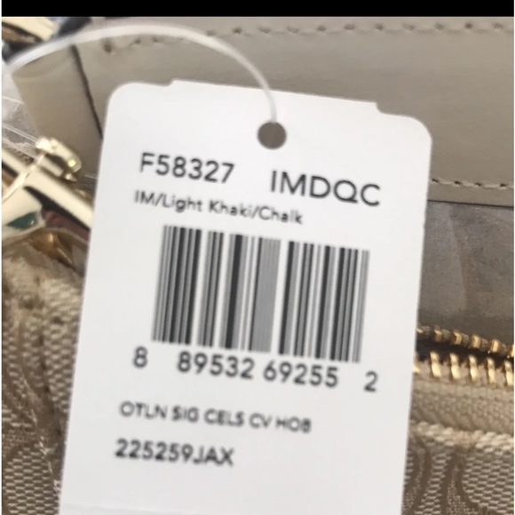 NWT COACH SIGNATURE CELESTE CONVERTIBLE HOBO F58327 CHALK - Picture 2 of 11